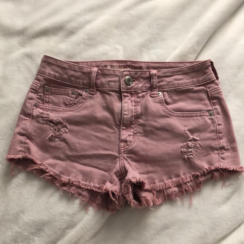 peach/pink american eagle jean shorts